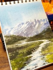 Занятия по акварели для взрослых. Мастер-класс "Горы"