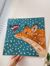 Мастер‑класс "Лиса и снегирь на снежном фоне"