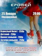 Катание на коньках в Арене "Ерофей"