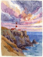 Мастер-класс по акварели "Маяк на закате"