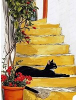 Мастер‑класс "Кот на жёлтой лестнице"