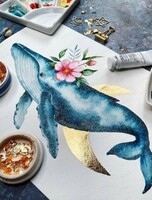 Мастер-класс по акварели "Кит"