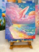 Детский мастер-класс по живописи акрилом "Кит в галактике"