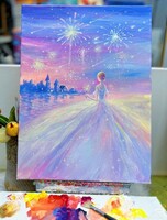 Мастер-класс по живописи акрилом "Принцесса в лучах фейерверка"