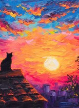 Мастер-класс по маслу для взрослых и детей "На закате"