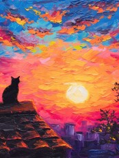 Мастер-класс по маслу для взрослых и детей "На закате"