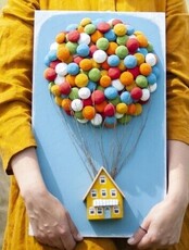Каникулы для детей. Мастер-класс по созданию интерьерной работы "Летающий дом"