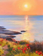 Мастер-класс по маслу "Рассвет на море"