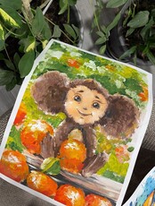 Мастер-класс для детей маслом "Чебурашка"