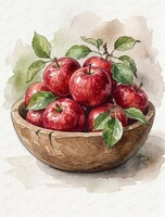 Мастер-класс акварелью "Яблочный урожай"