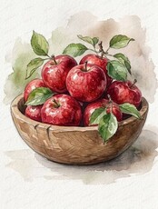 Мастер-класс акварелью "Яблочный урожай"